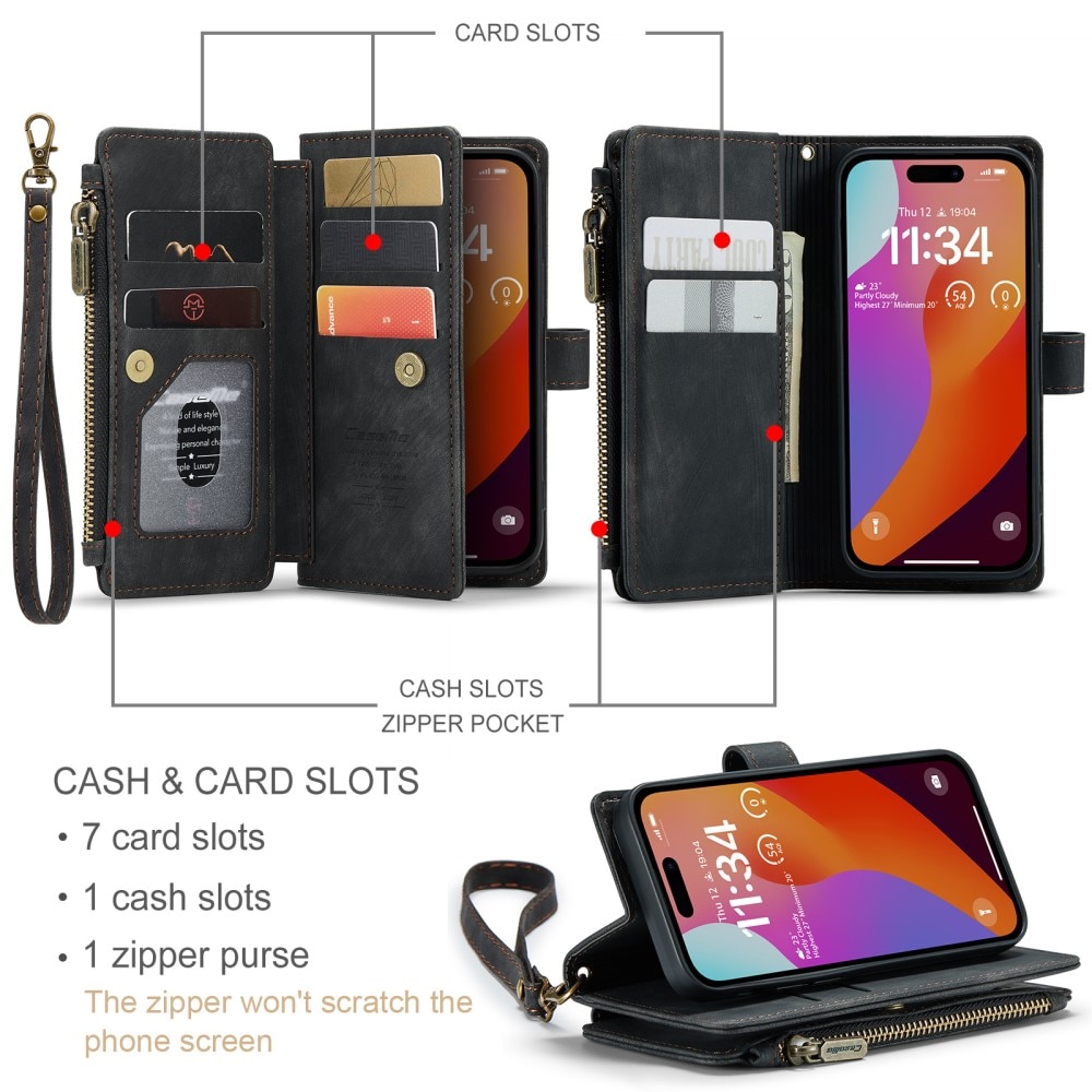 Zipper Wallet iPhone 16 Pro Svart