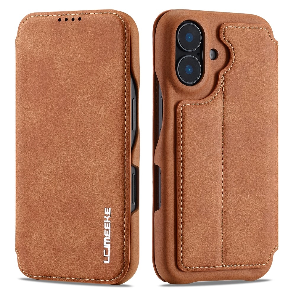 Slim Lommebokdeksel iPhone 16 cognac