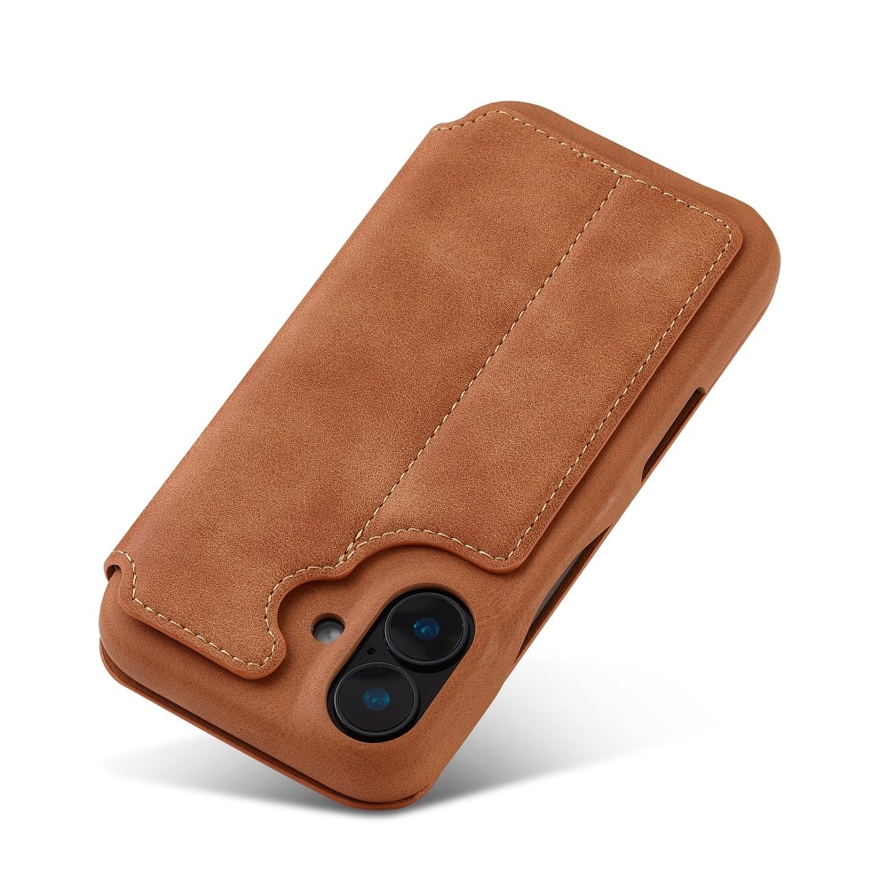 Slim Lommebokdeksel iPhone 16 cognac