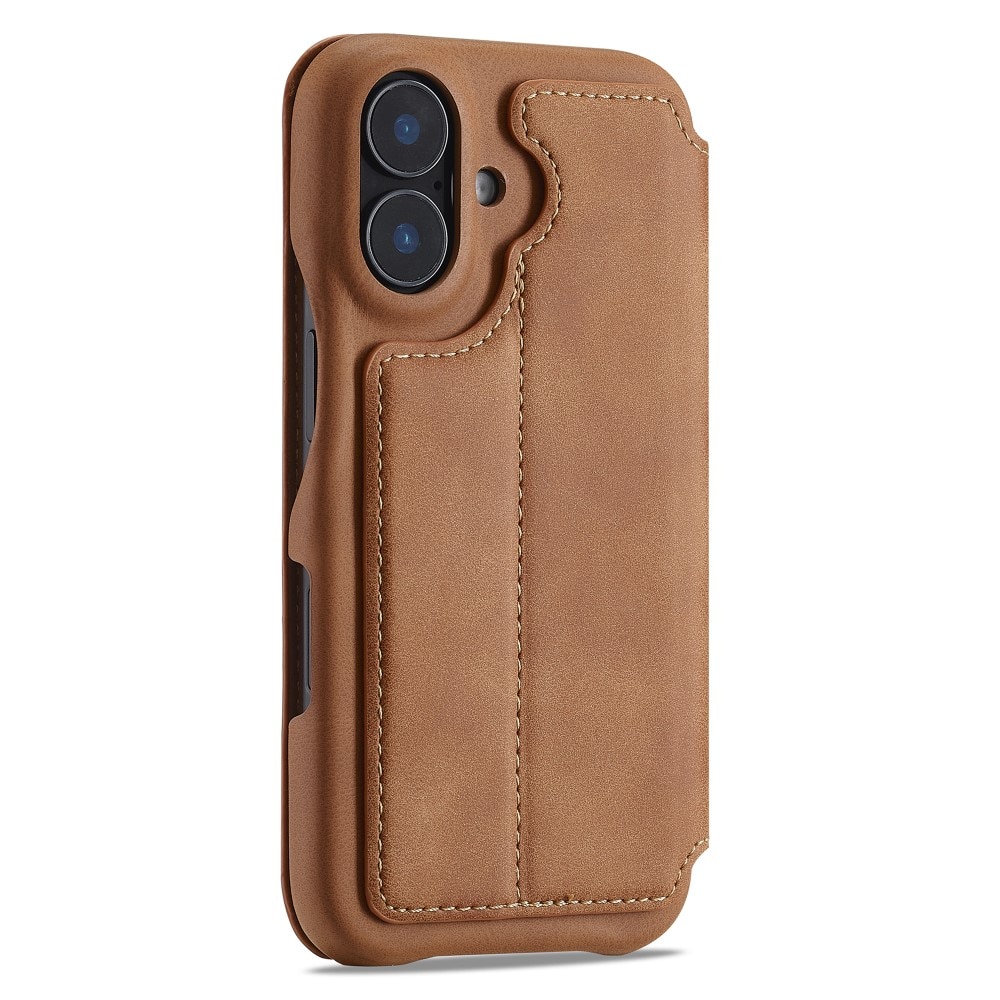 Slim Lommebokdeksel iPhone 16 cognac