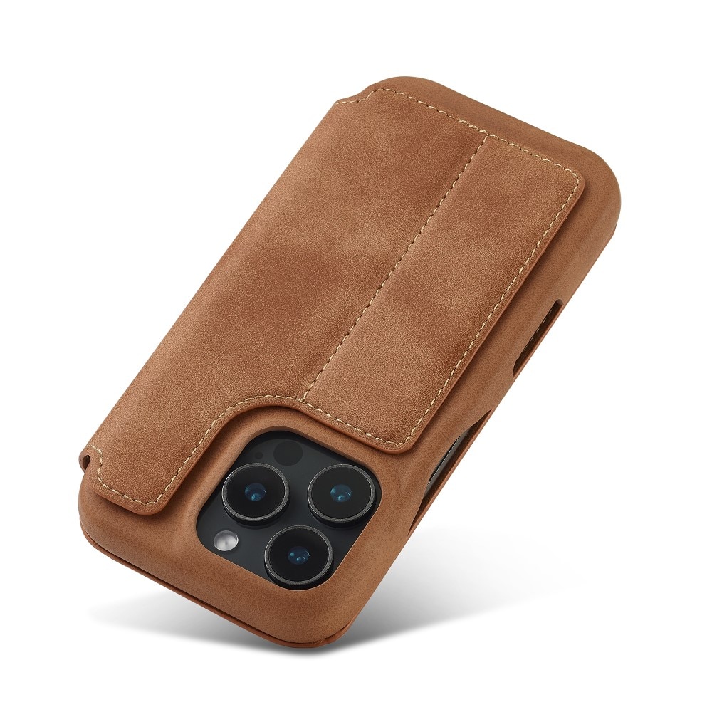 Slim Lommebokdeksel iPhone 16 Pro cognac