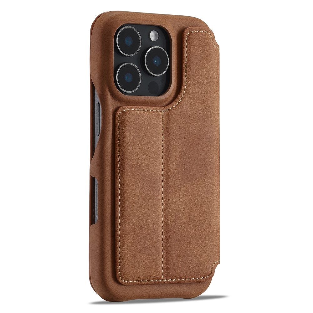 Slim Lommebokdeksel iPhone 16 Pro cognac