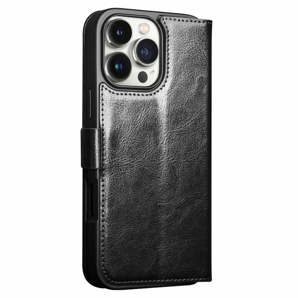 iPhone 16 Pro Leather Wallet Case Black