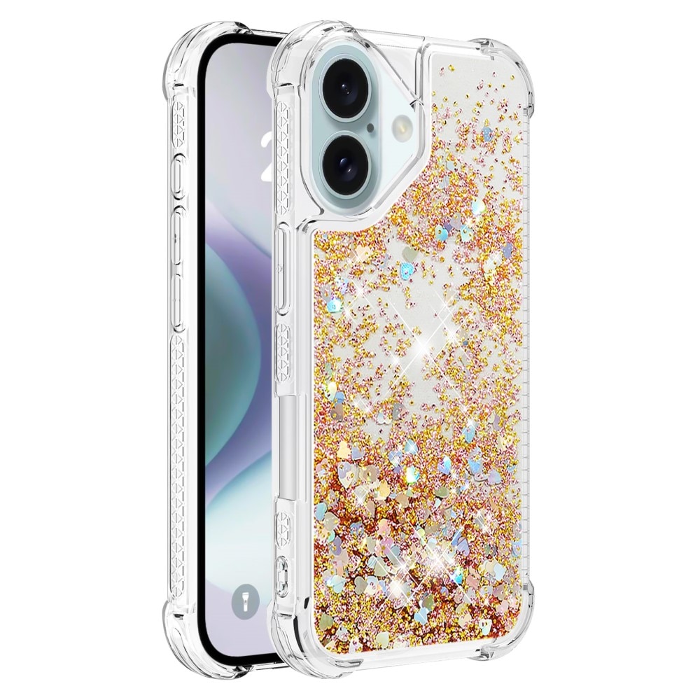 Glitter Powder TPU Deksel iPhone 16 gull