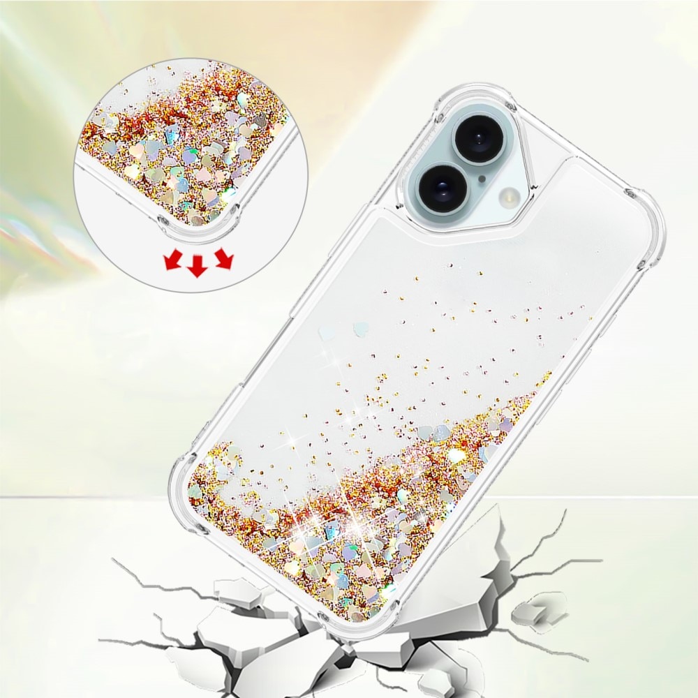 Glitter Powder TPU Deksel iPhone 16 gull