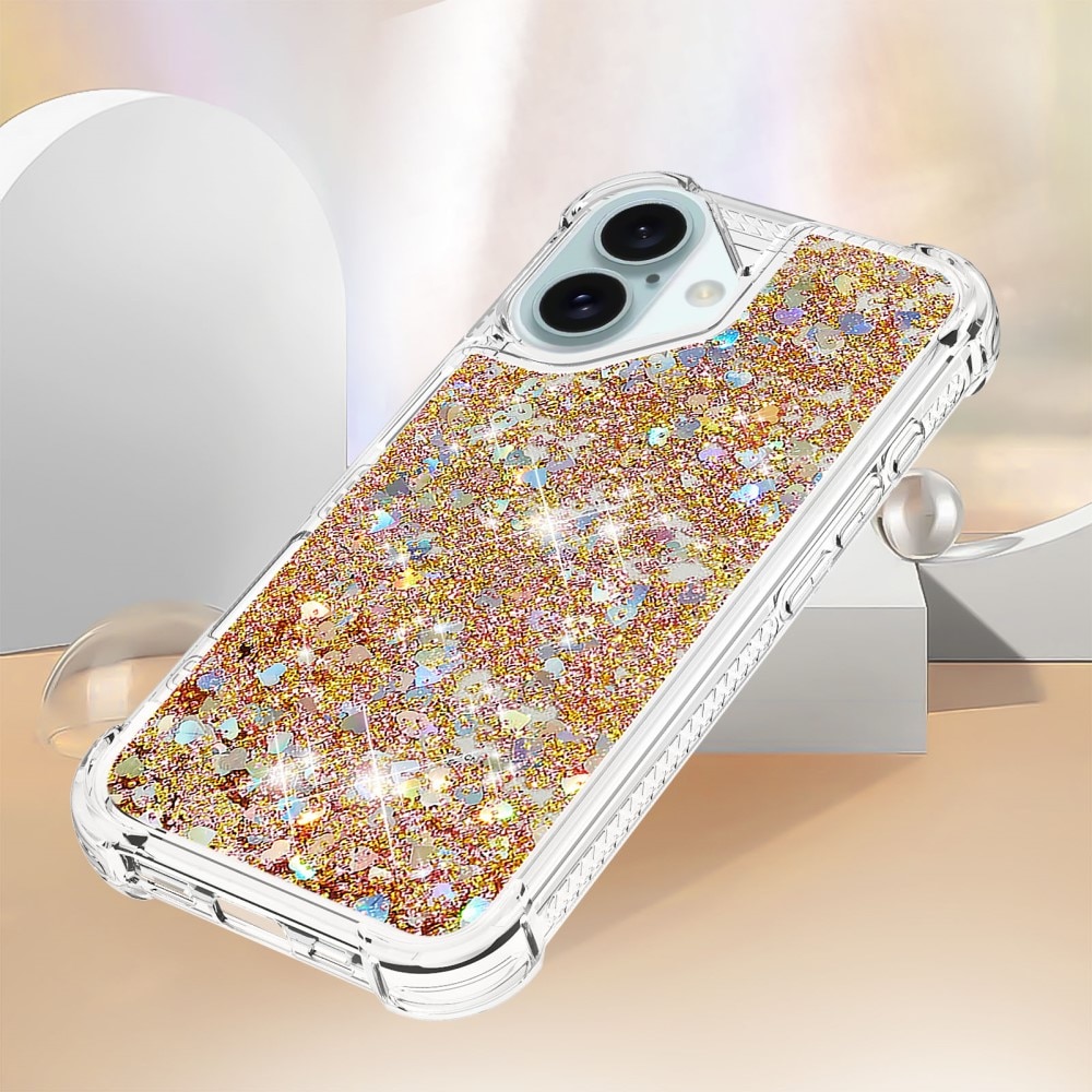 Glitter Powder TPU Deksel iPhone 16 gull