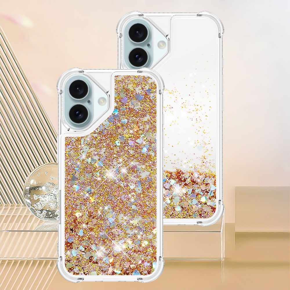 Glitter Powder TPU Deksel iPhone 16 gull