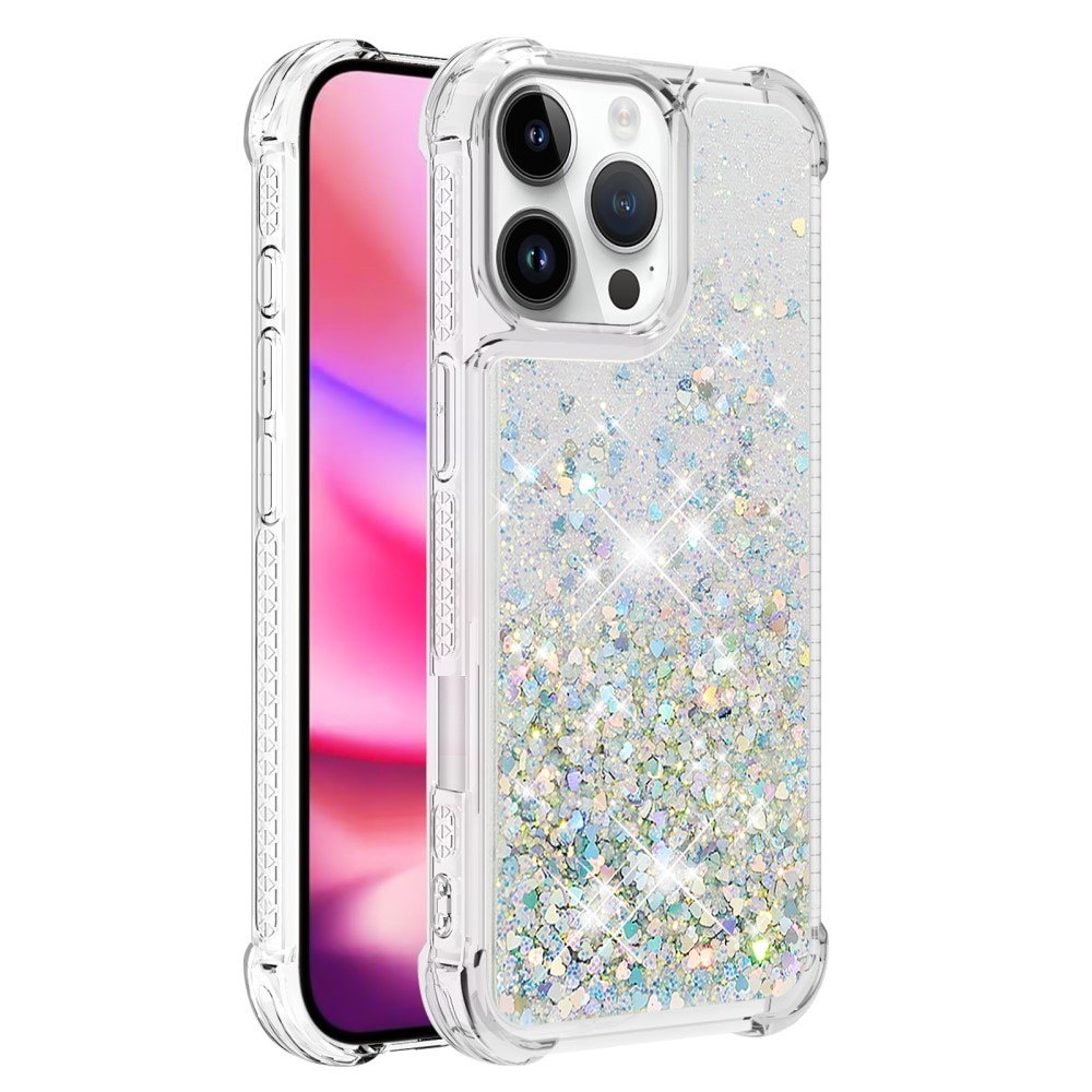 Glitter Powder TPU Deksel iPhone 16 Pro sølv