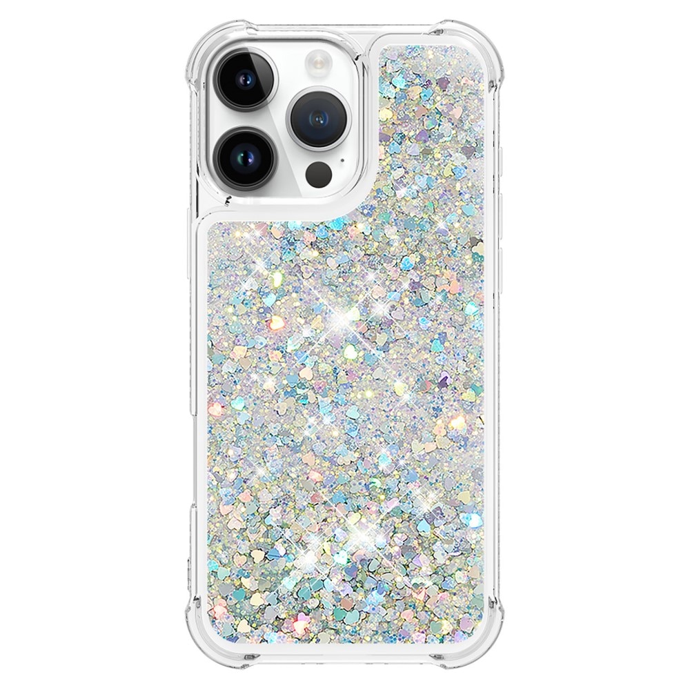 Glitter Powder TPU Deksel iPhone 16 Pro sølv