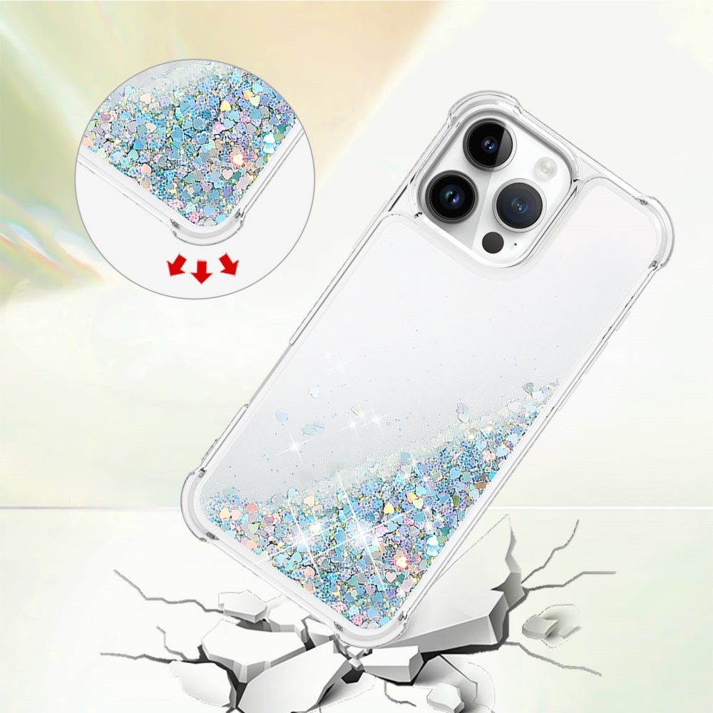 Glitter Powder TPU Deksel iPhone 16 Pro sølv