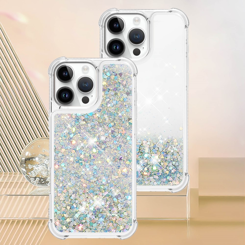 Glitter Powder TPU Deksel iPhone 16 Pro sølv