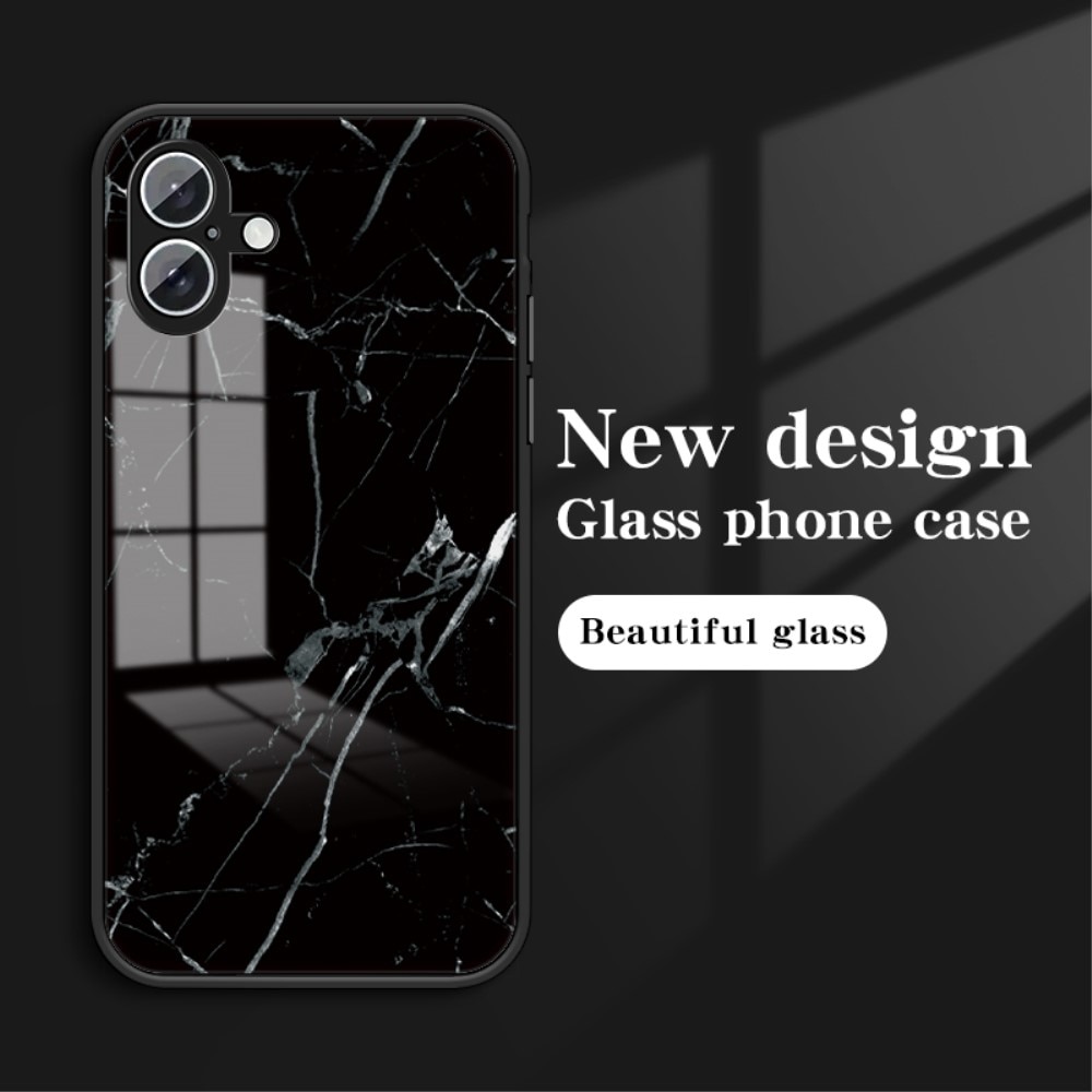 Herdet Glass Deksel iPhone 16 svart marmor