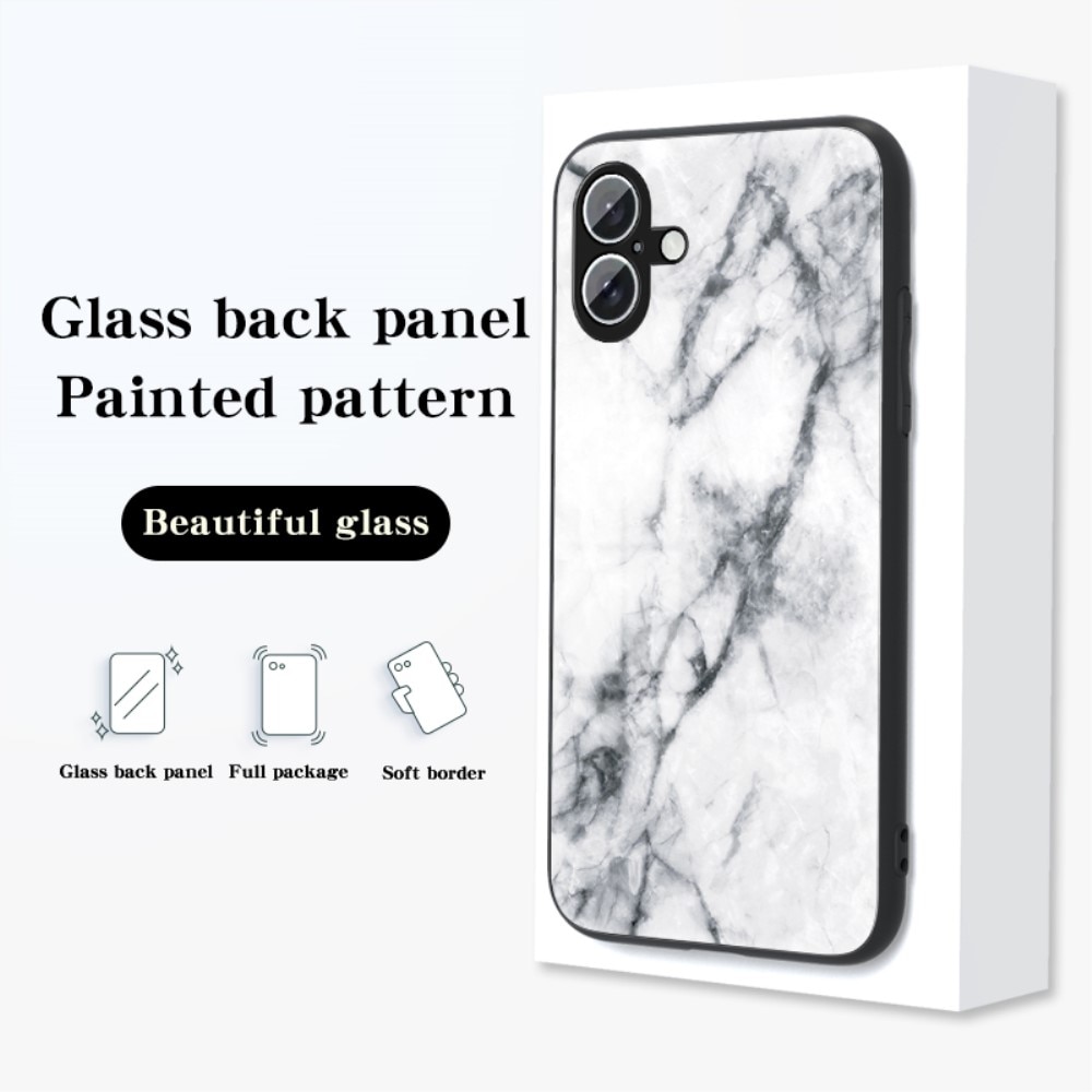 Herdet Glass Deksel iPhone 16 svart marmor