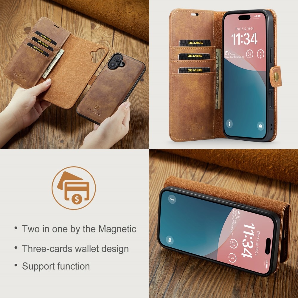 Magnet Wallet iPhone 16 Plus Cognac