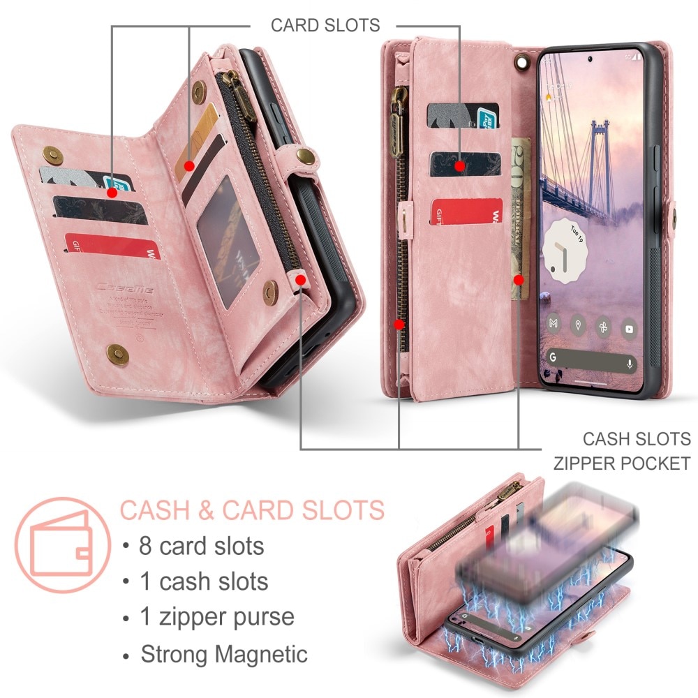 Multi-slot Lommeboksetui Google Pixel 9 Pro XL Rosa