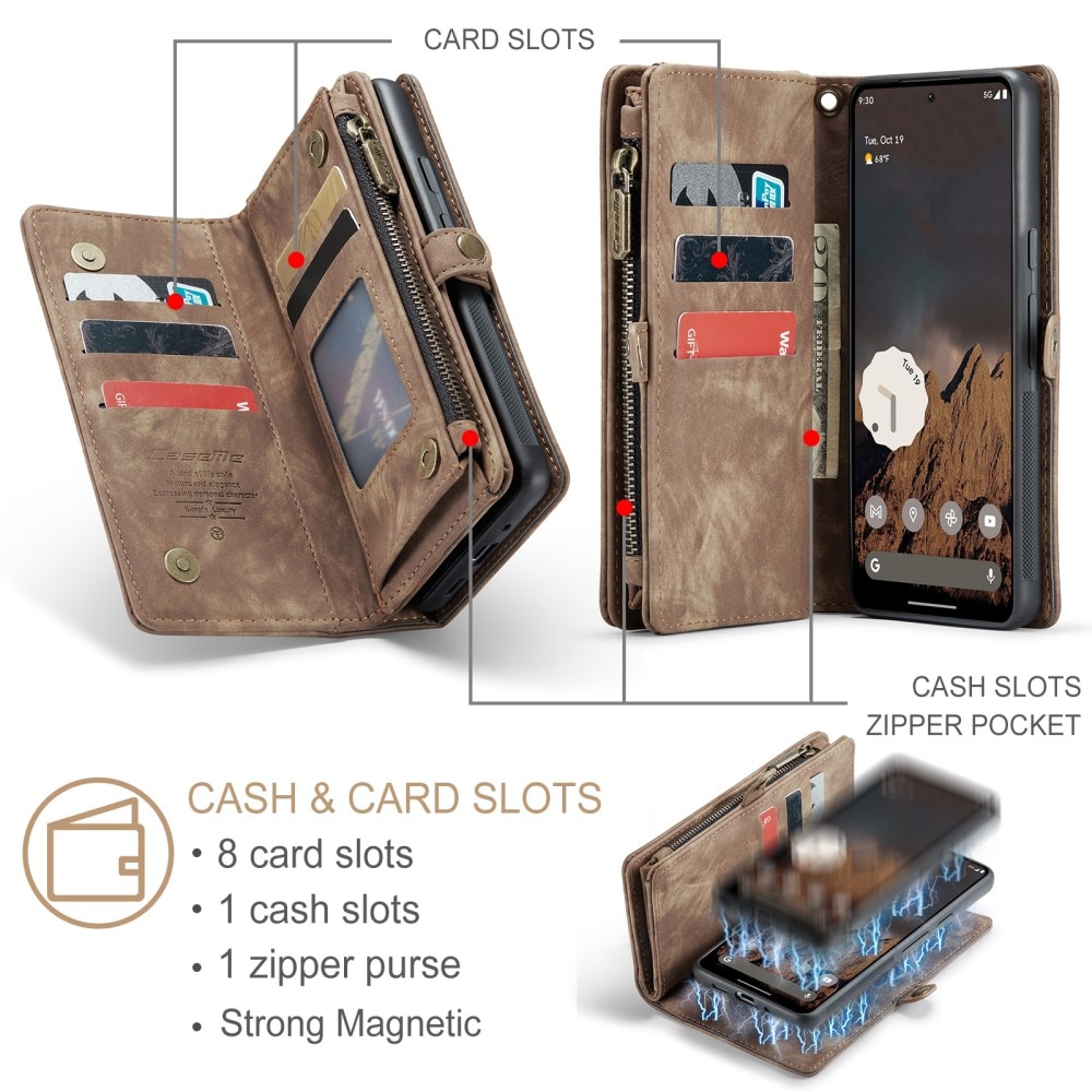 Multi-slot Lommeboksetui Google Pixel 9 Pro XL brun