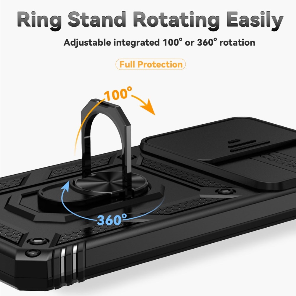 Hybriddeksel Ring + Kamerabeskyttelse Samsung Galaxy S24 FE Svart