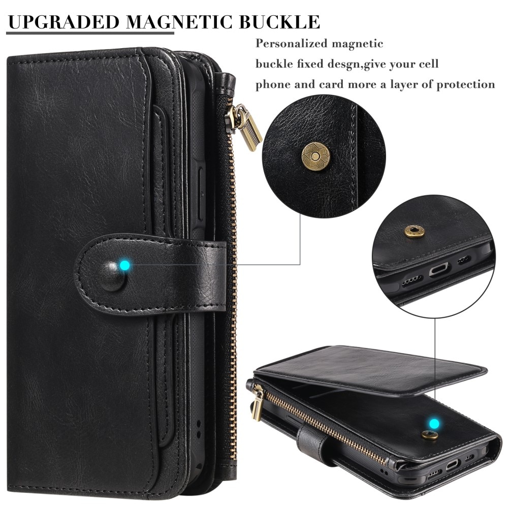 Magnet Leather Multi-Wallet iPhone 16 Pro svart