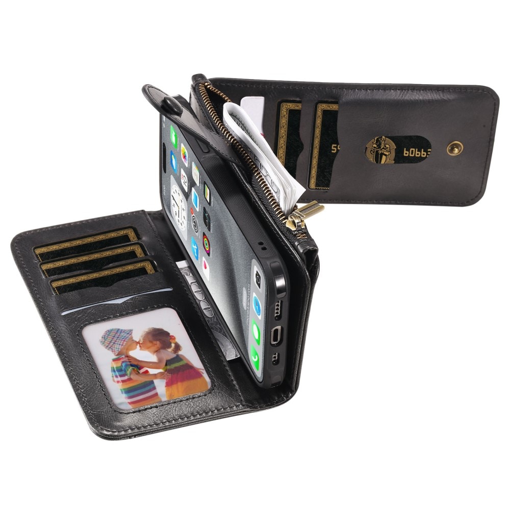 Magnet Leather Multi-Wallet iPhone 16 Pro Max svart