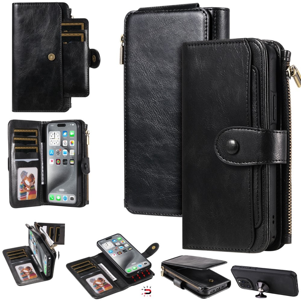 Magnet Leather Multi-Wallet iPhone 16 Pro Max svart