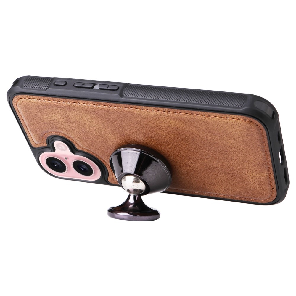 Magnet Leather Multi-Wallet iPhone 16 brun