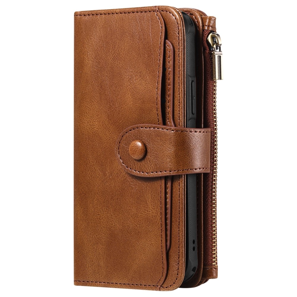 Magnet Leather Multi-Wallet iPhone 16 brun