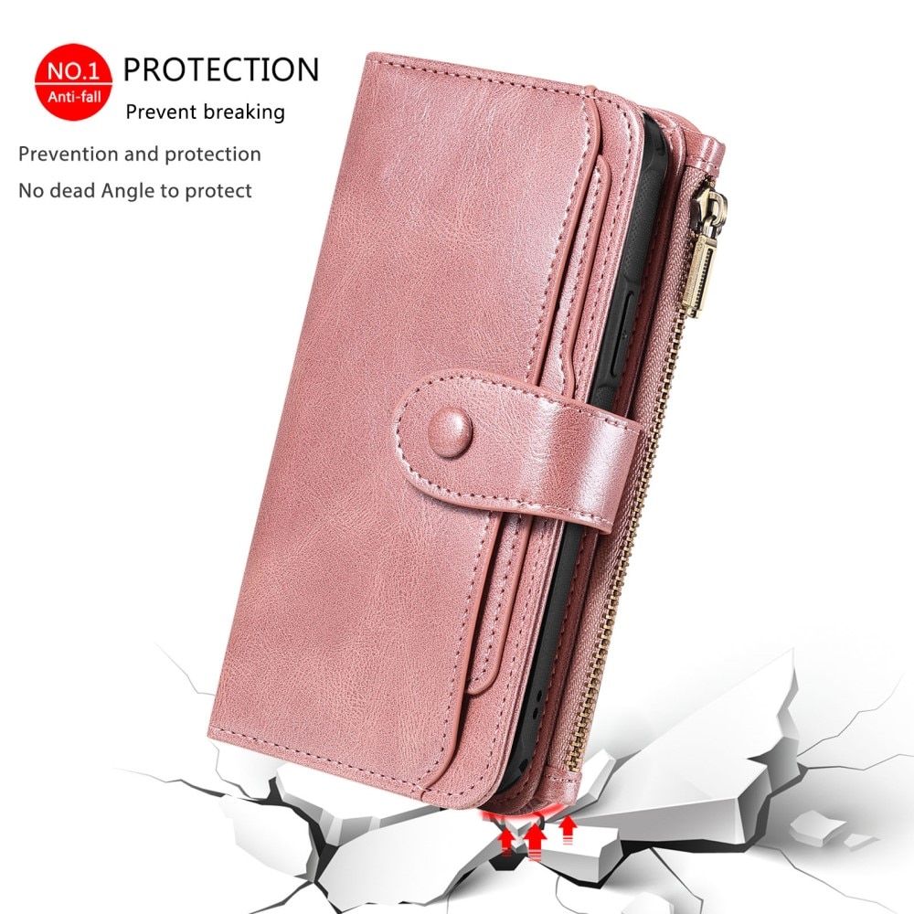 Magnet Leather Multi-Wallet iPhone 16 rosa