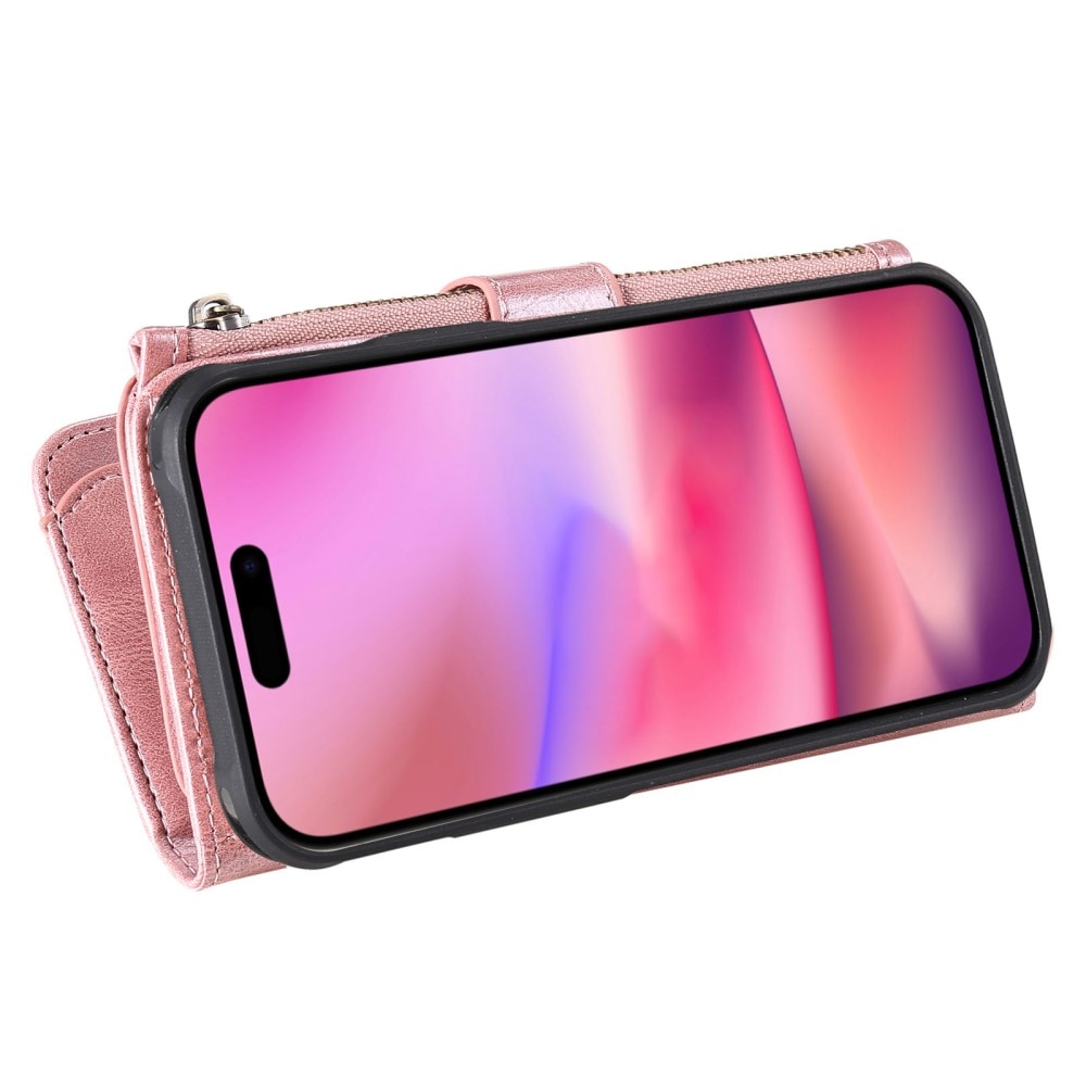 Magnet Leather Multi-Wallet iPhone 16 rosa