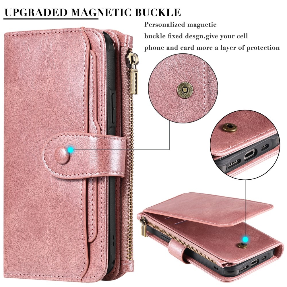 Magnet Leather Multi-Wallet iPhone 16 rosa