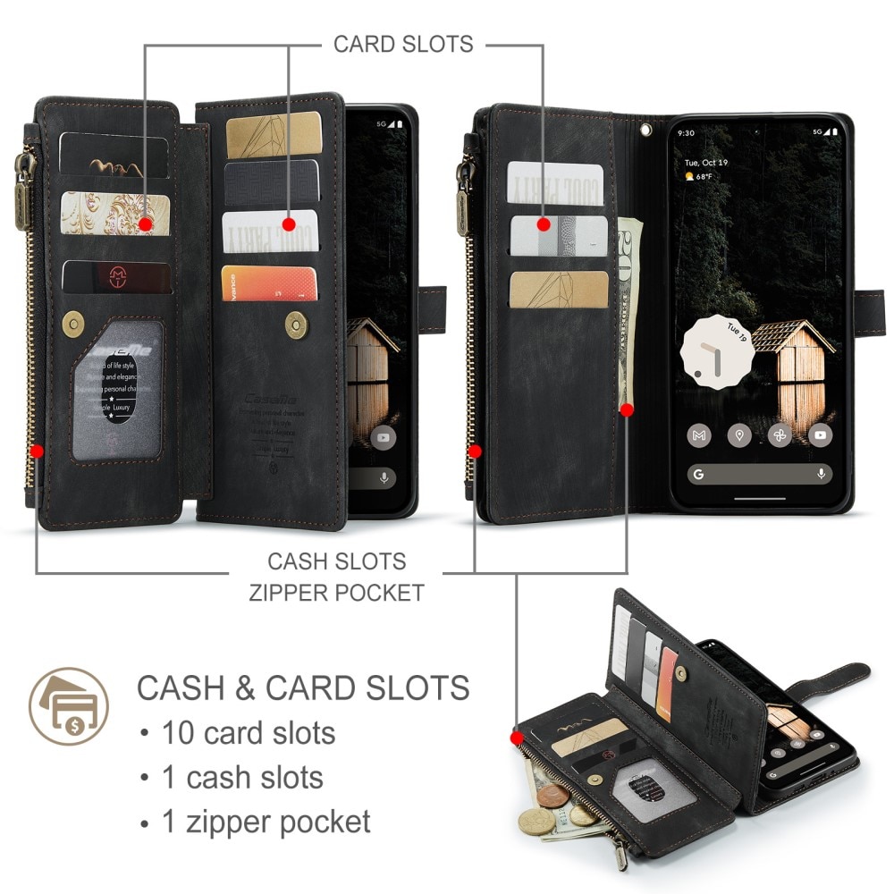 Zipper Wallet Google Pixel 9 Pro XL Svart