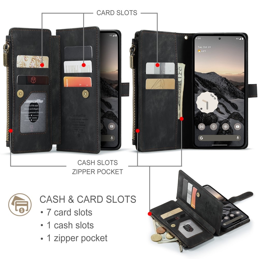 Zipper Wallet Google Pixel 9 Pro Svart