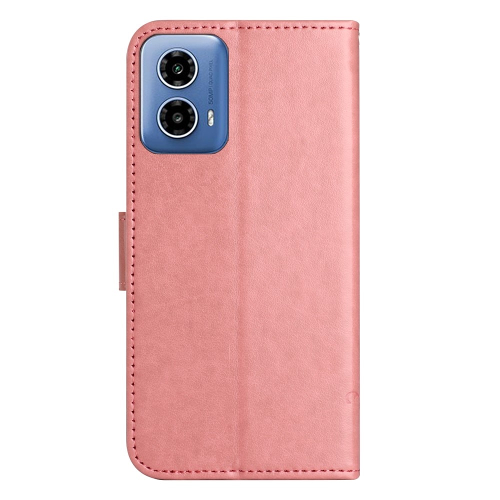 Lærveske Sommerfugler Motorola Moto G35 rosa