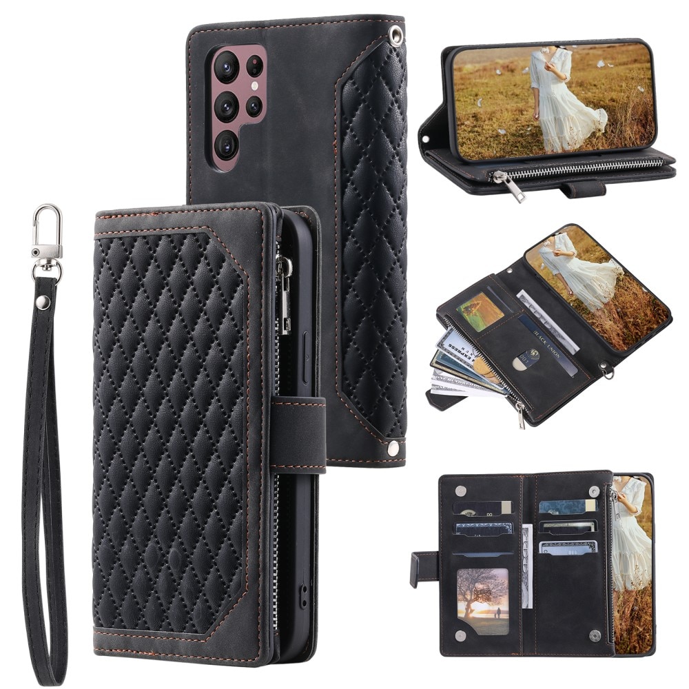 Lommebokveske Samsung Galaxy S25 Ultra Quilted Svart