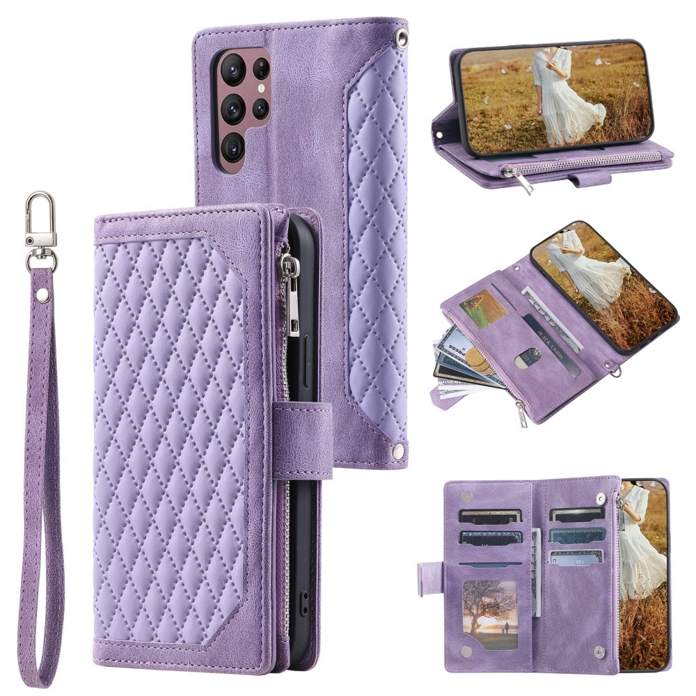 Lommebokveske Samsung Galaxy S25 Ultra Quilted Lilla