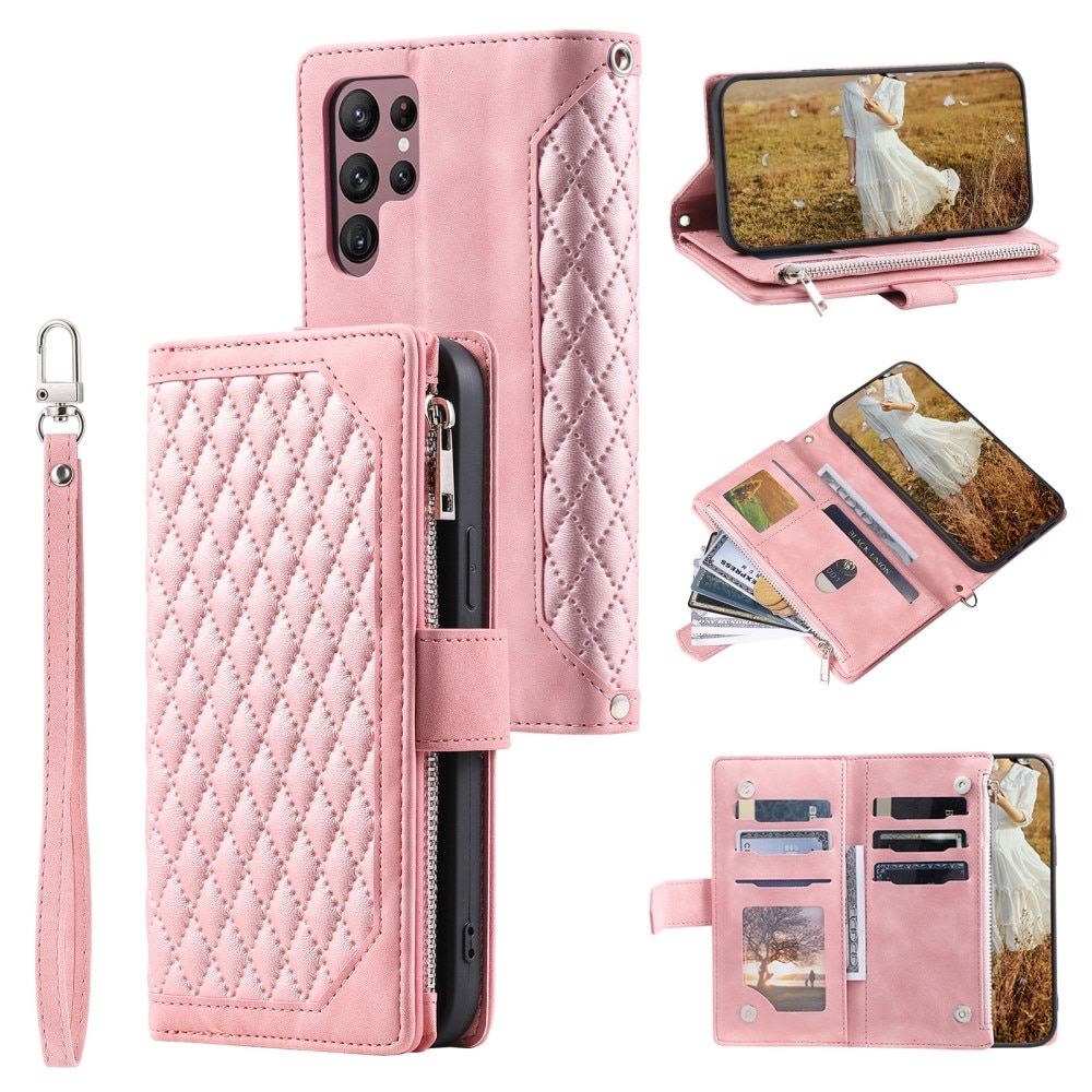 Lommebokveske Samsung Galaxy S25 Ultra Quilted Rosa