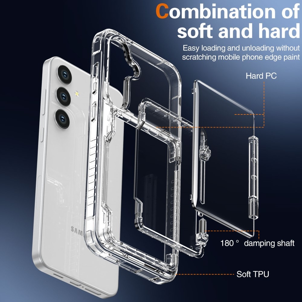 Hybriddeksel Kortholder Kickstand Samsung Galaxy S25 gjennomsiktig