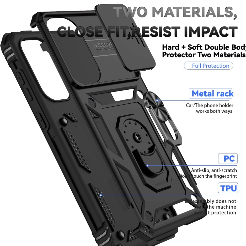 Hybriddeksel Ring + Kamerabeskyttelse Samsung Galaxy A36 Svart