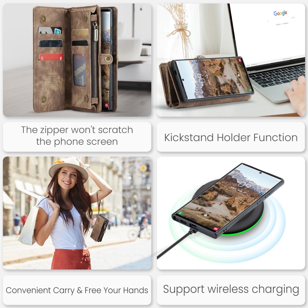 Multi-slot Lommeboksetui Samsung Galaxy S25 Ultra brun