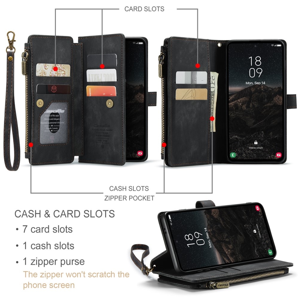 Zipper Wallet Samsung Galaxy S25 Svart