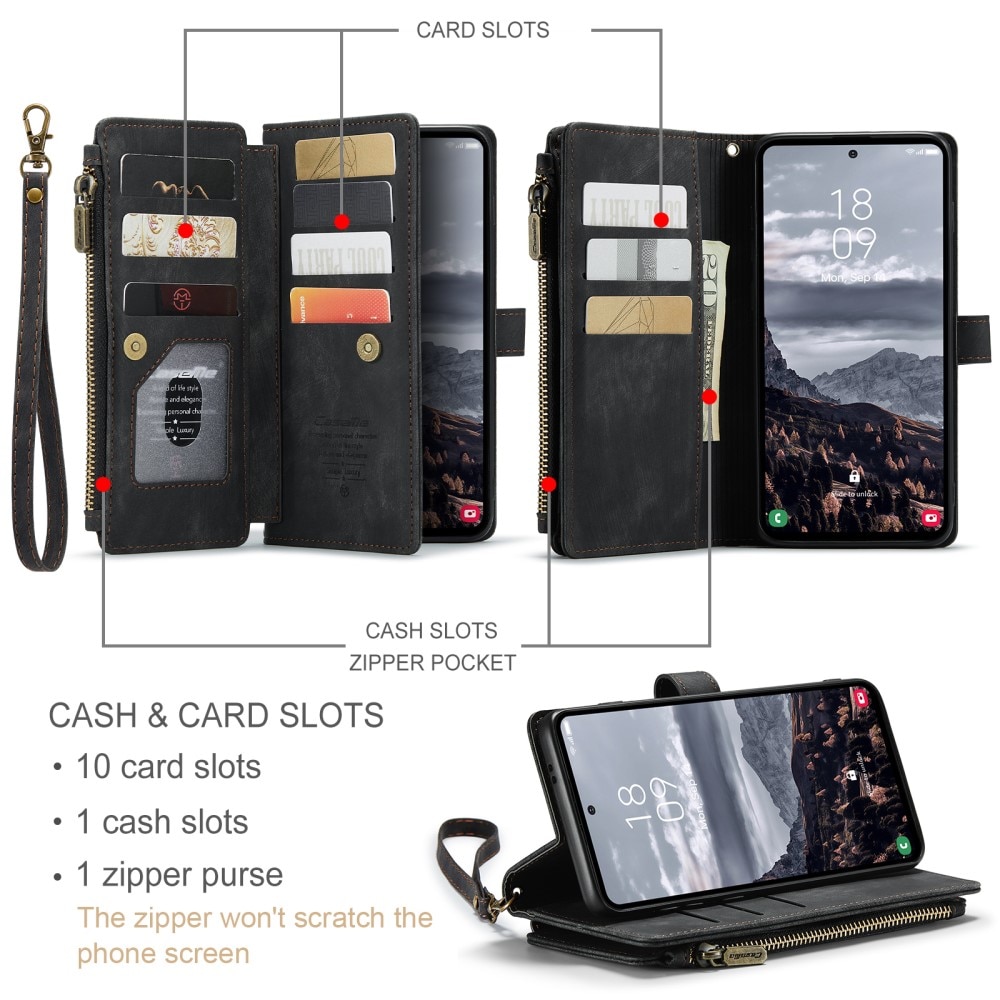 Zipper Wallet Samsung Galaxy S25 Plus Svart