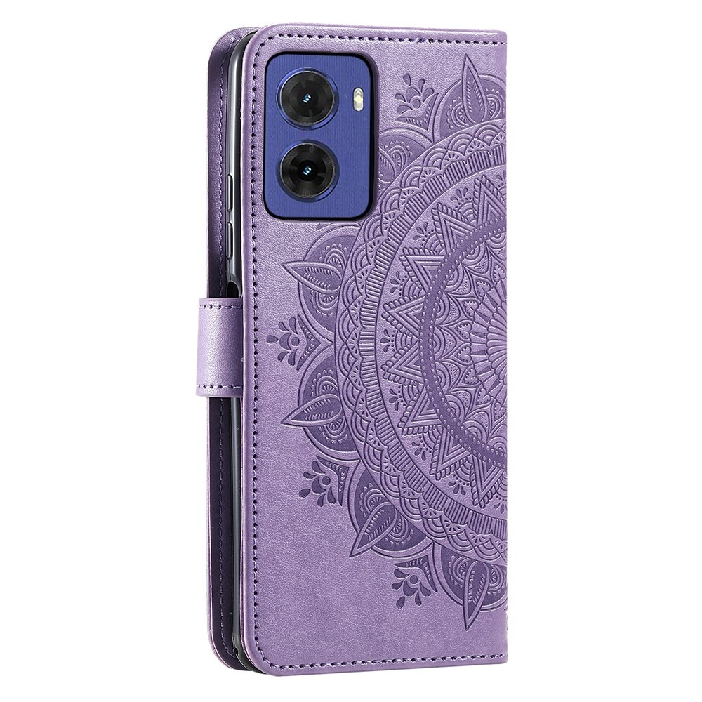 Lærveske Mandala Motorola Moto E15 lilla