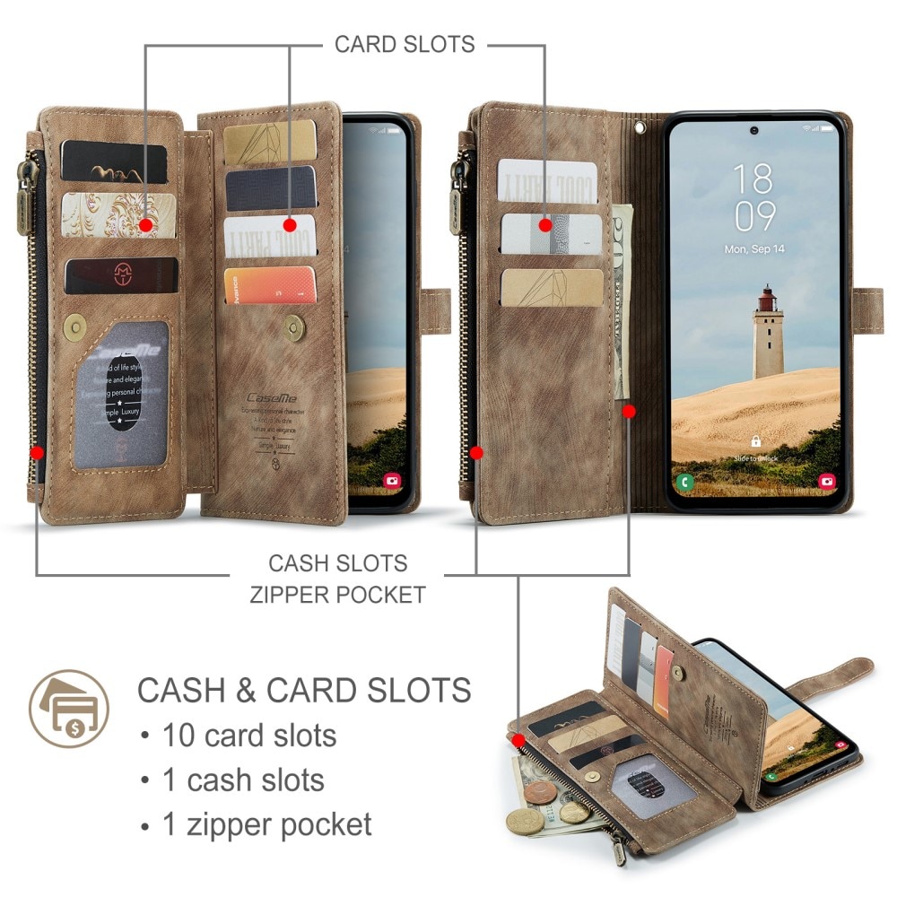 Zipper Wallet Samsung Galaxy A56 Brun