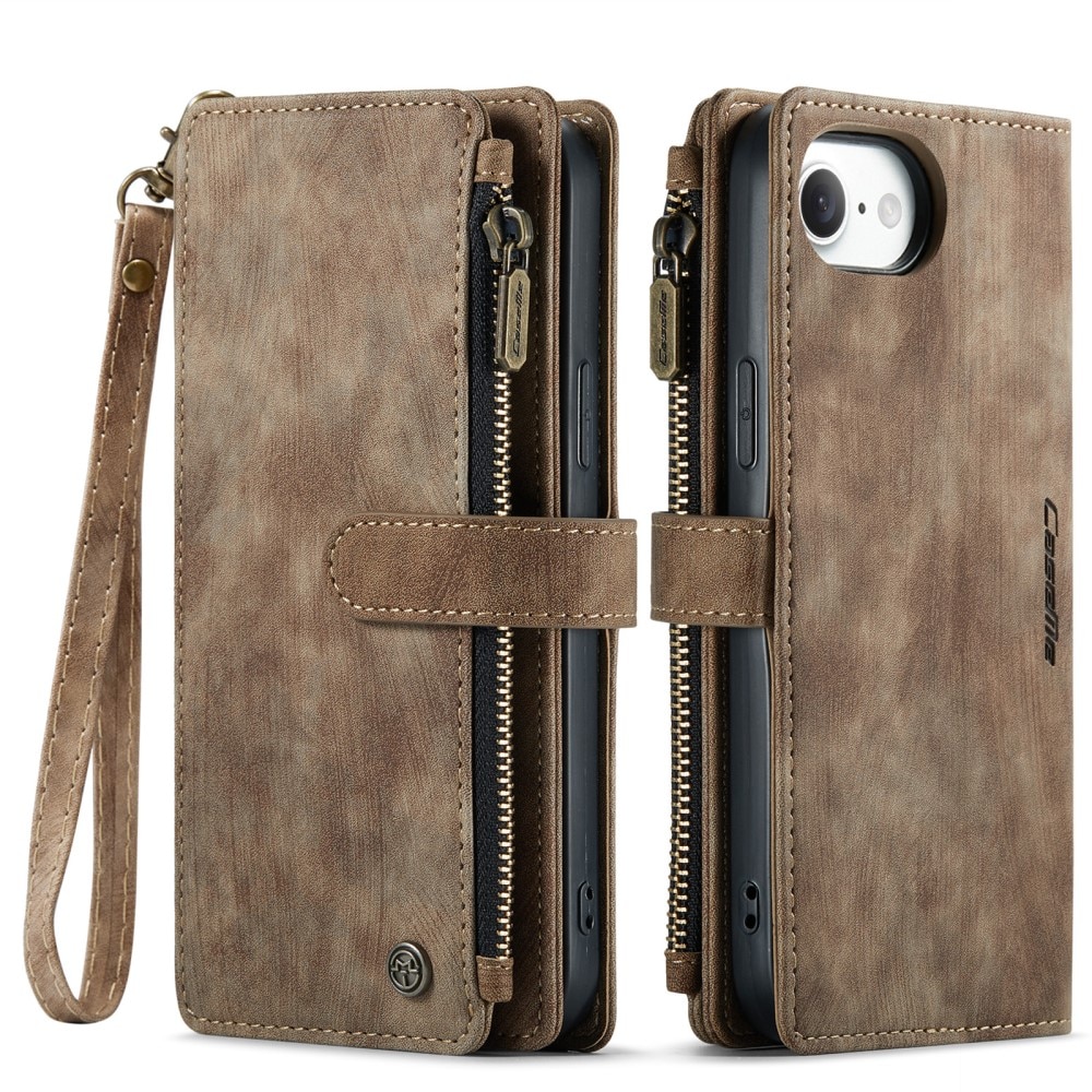 Zipper Wallet iPhone 16e Brun