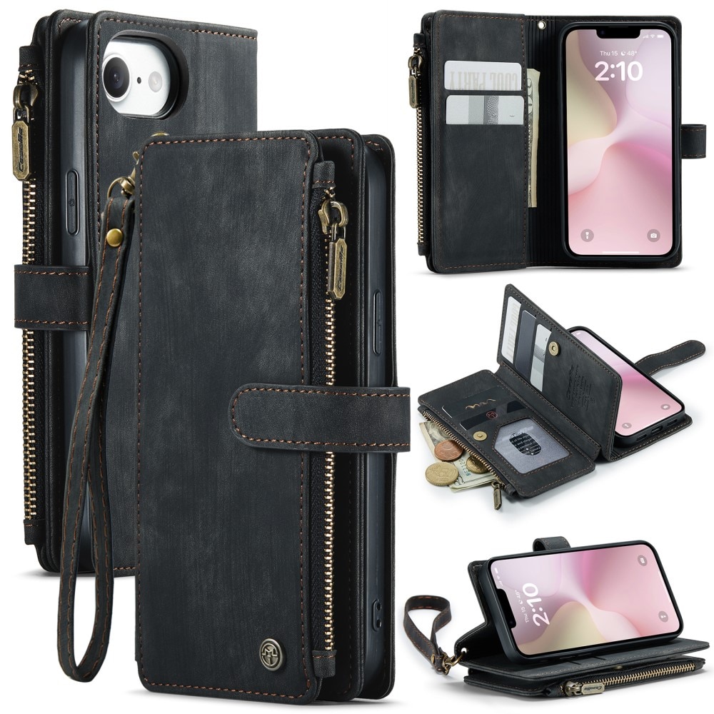 Zipper Wallet iPhone 16e Svart