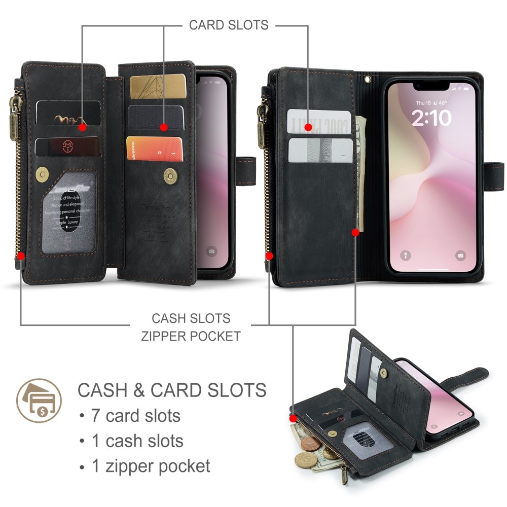 Zipper Wallet iPhone 16e Svart