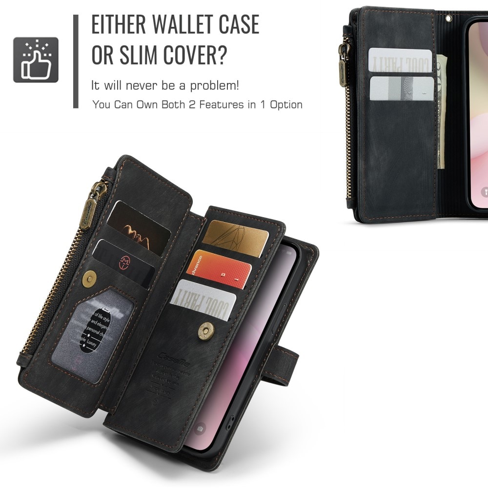 Zipper Wallet iPhone 16e Svart