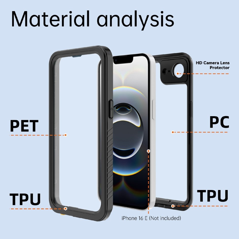 Vannbestandig Deksel iPhone 16e gjennomsiktig