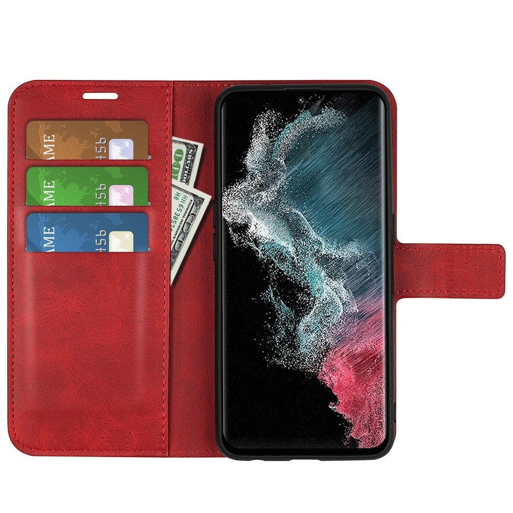 Leather Wallet Samsung Galaxy S23 Ultra Red