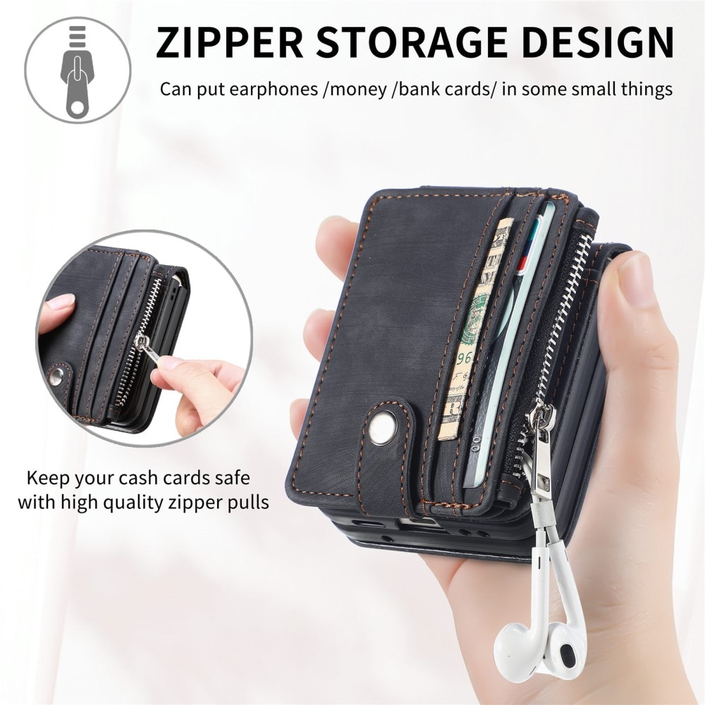 Mobilveske Multi-slot Zipper Samsung Galaxy Z Flip 6 svart