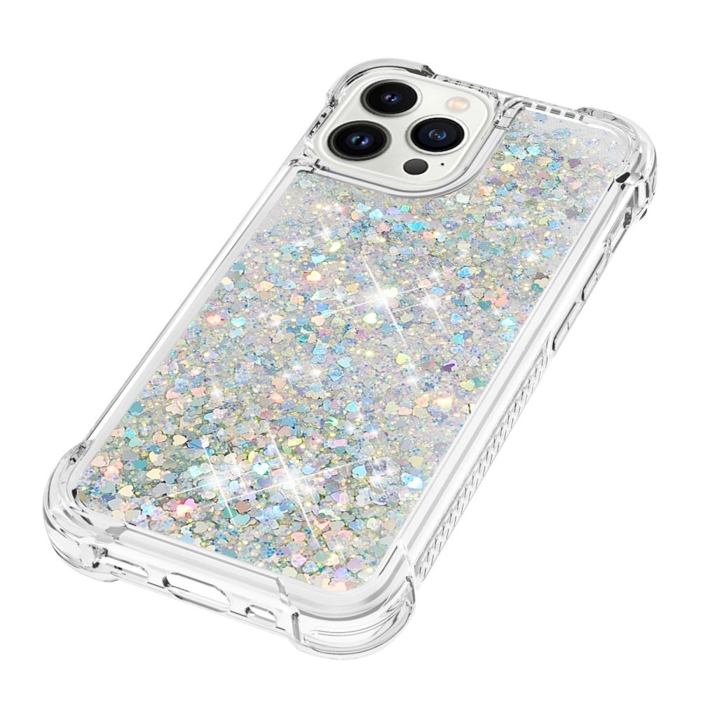 Glitter Powder TPU Deksel iPhone 15 Pro sølv